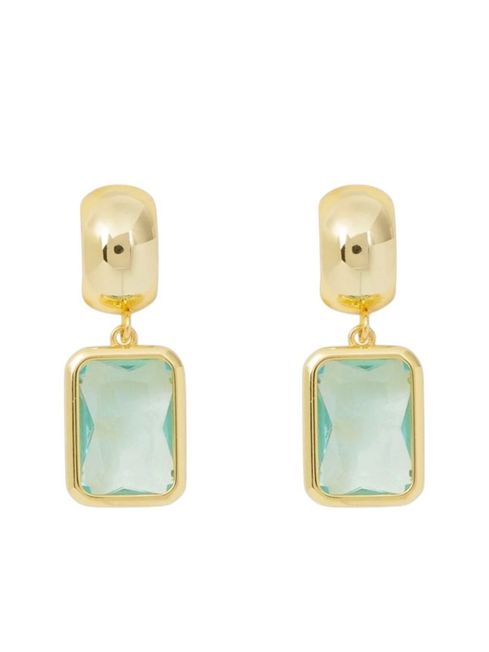 Amanda Blu Blue Rectangle Cubic Zirconia Rhinestone 18K Dipped Gold Earring